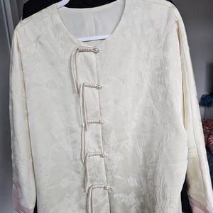 Chinese Stlye Ivory Button-Front Coat